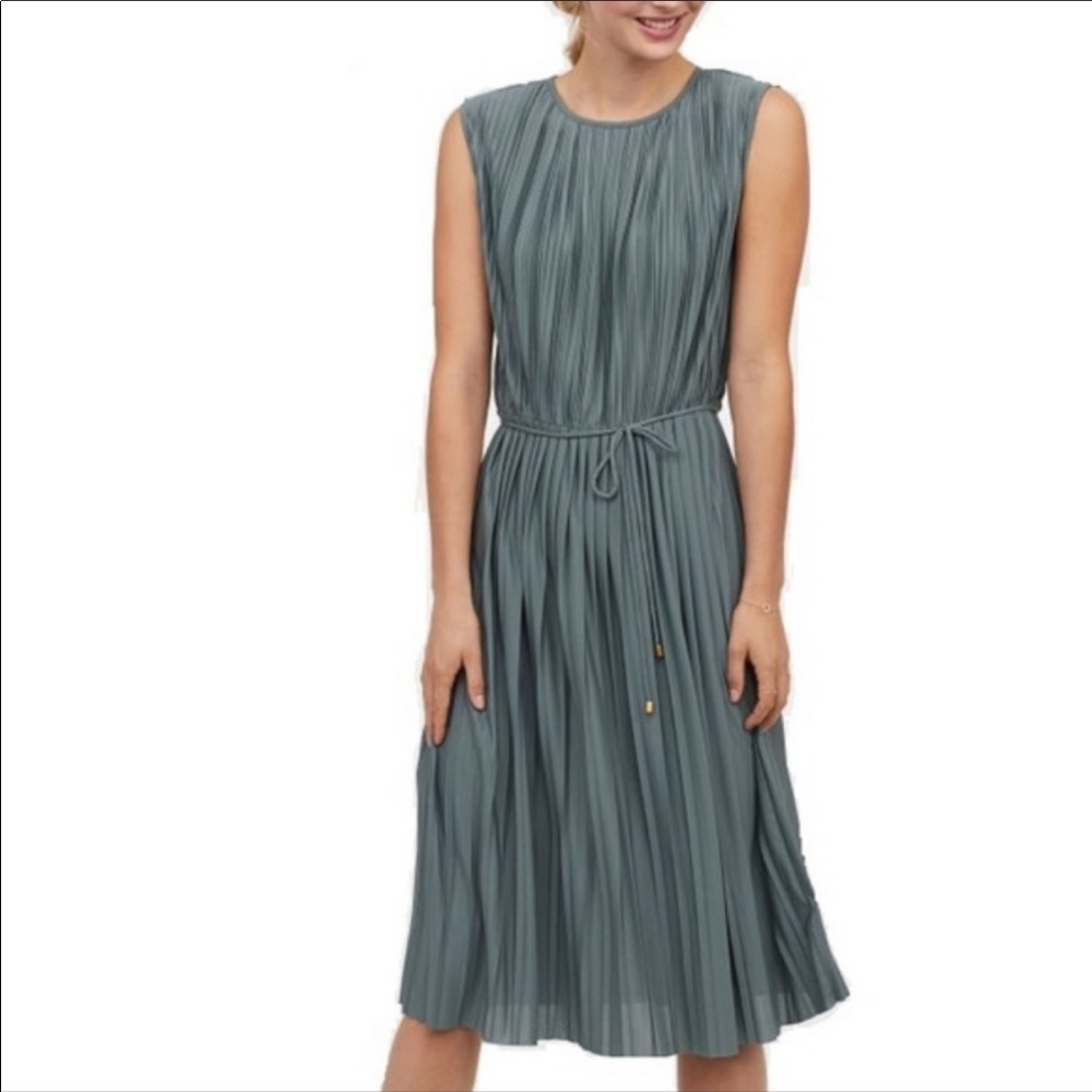 New H&M Pleated Dress in ‘Dusky Green’